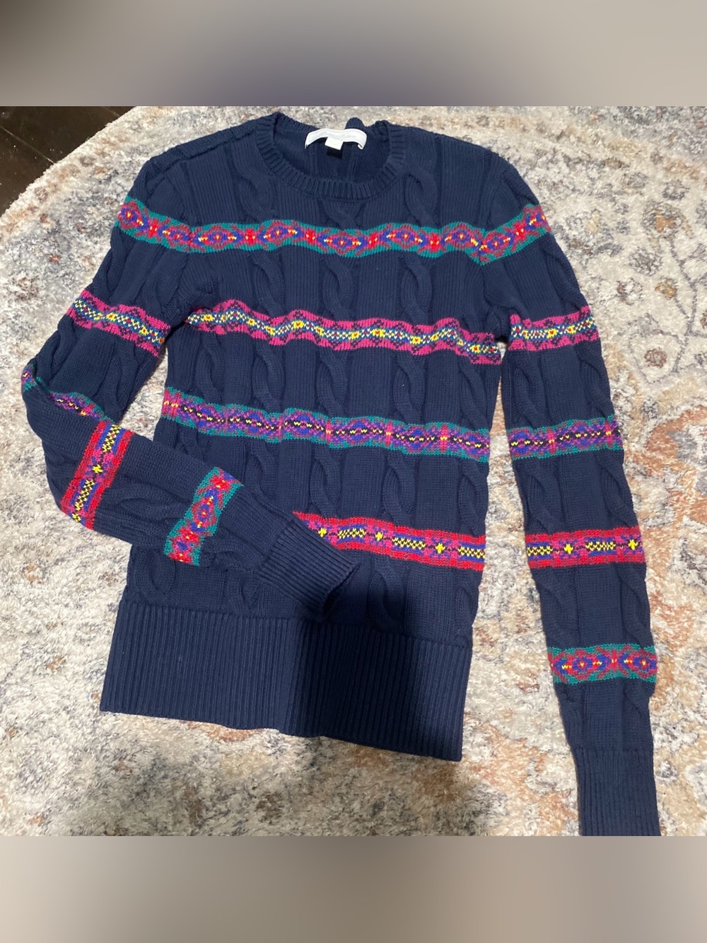 Brooks Brothers 100% Cotton Modern Twist Colorful Fair Isle Sweater Like New S